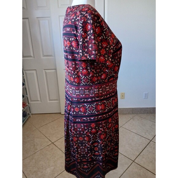 Chico's Floral Striped Print Short Sleeve Dress Knee Length Size 3  XL Stretch - Picture 3 of 15